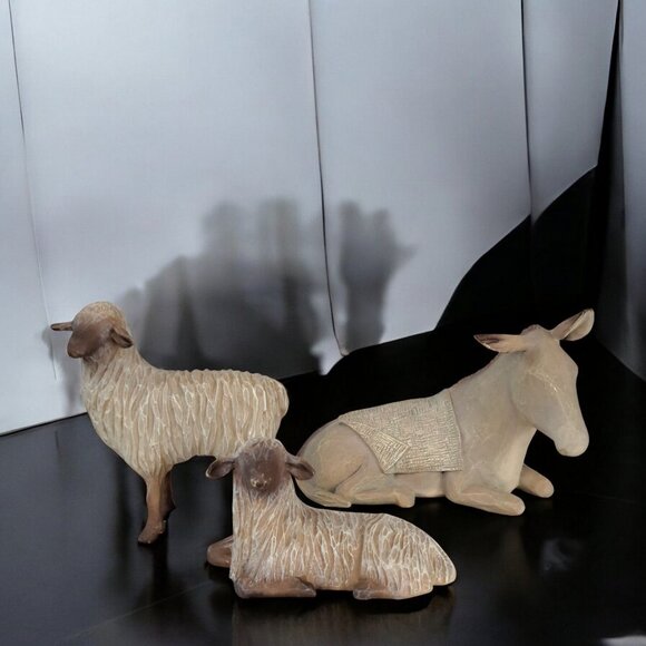 Willow Tree Sheltering Animals for The Holy Family, two sheep one donkey - Picture 1 of 15